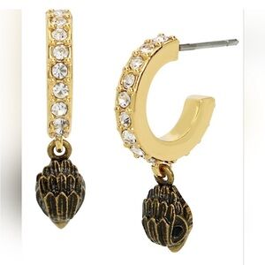 Kurt Geiger Gold and Bronze Hoop Earrings with Crystal Accents